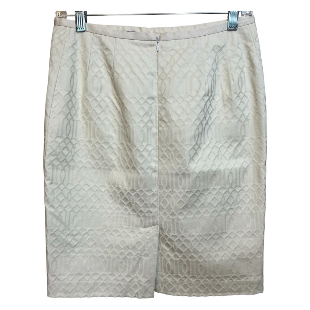 J McLaughlin Jacquard Pencil Skirt Cream 2 - Picture 2 of 7